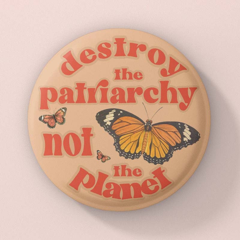Destroy The Patriarchy Not the Planet Teacher Pinback Button