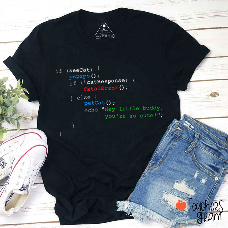 Cat Code Programming Teacher T-Shirt