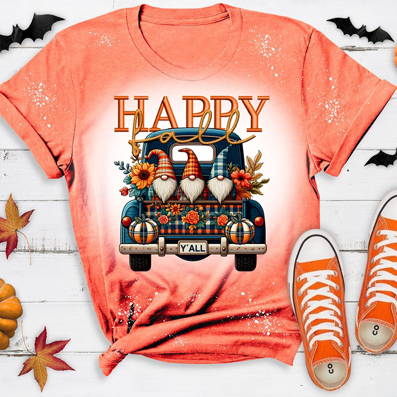 Happy Fall Y'all Teacher Printed T-Shirt