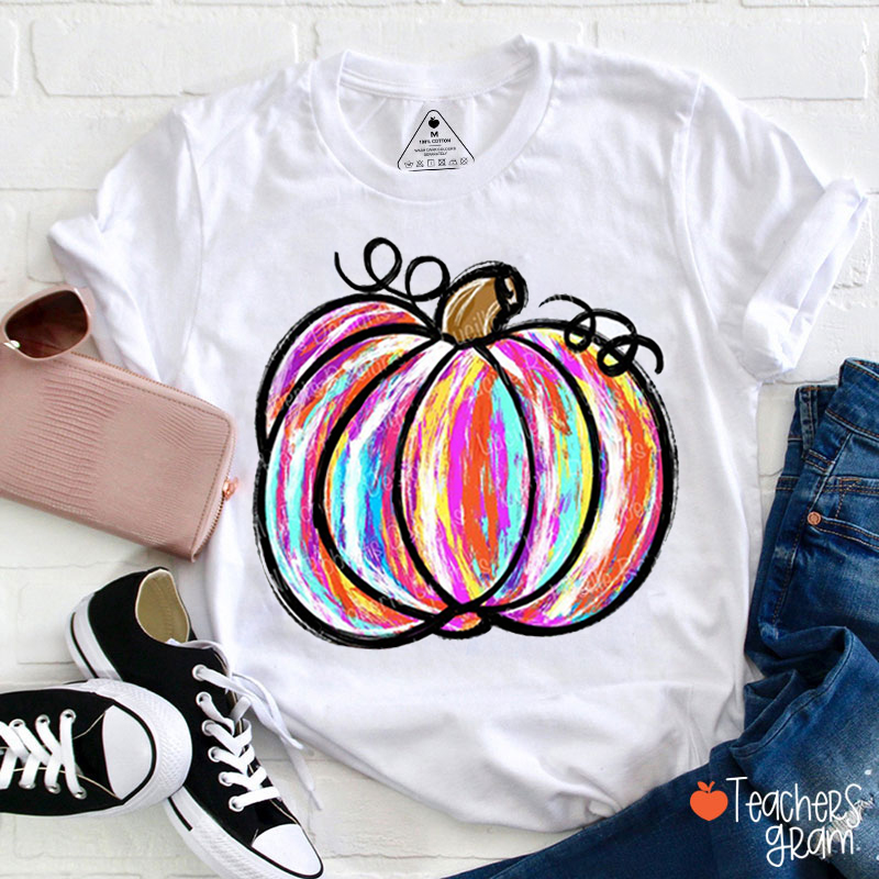 Fall Colorful Pumpkins Teacher T-Shirt