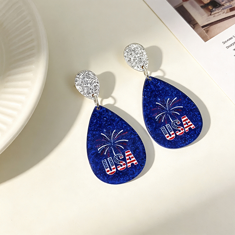 Independence Day Flag Color Teacher Acrylic Earrings