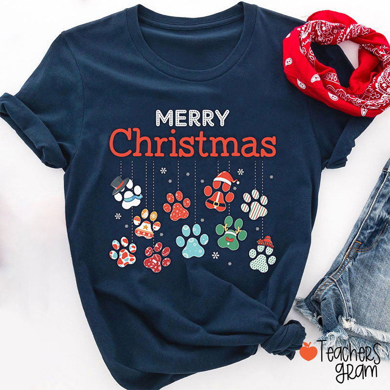 Merry Christmas Paw Teacher T-Shirt