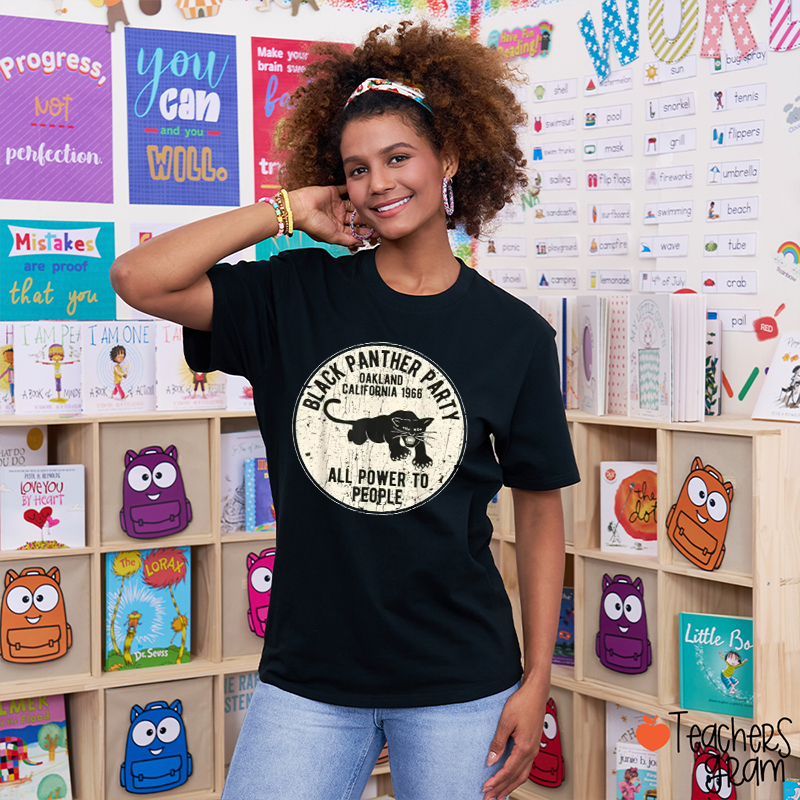 Black Panther Party All Power To People Teacher T-Shirt