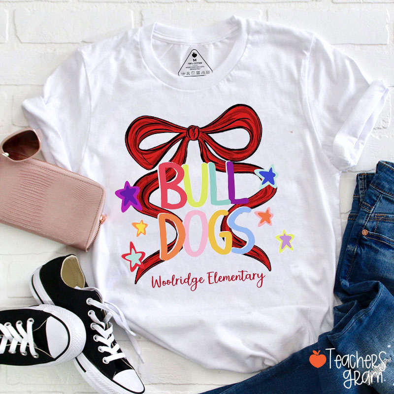 Personalized  Mascot And School Bow Star Teacher T-Shirt