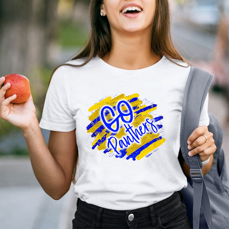 Personalized School Mascot Colorblock Stripes Design Teacher T-Shirt