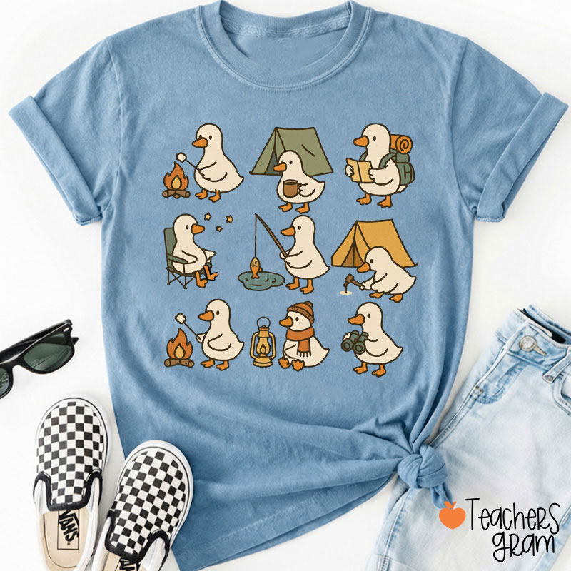 Silly Goose Camping Teacher T-Shirt