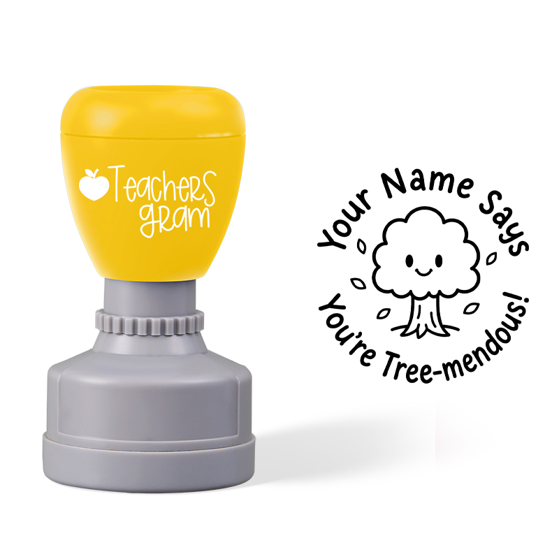 Personalized Name Says You're Tree‑mendous Teacher Stamp