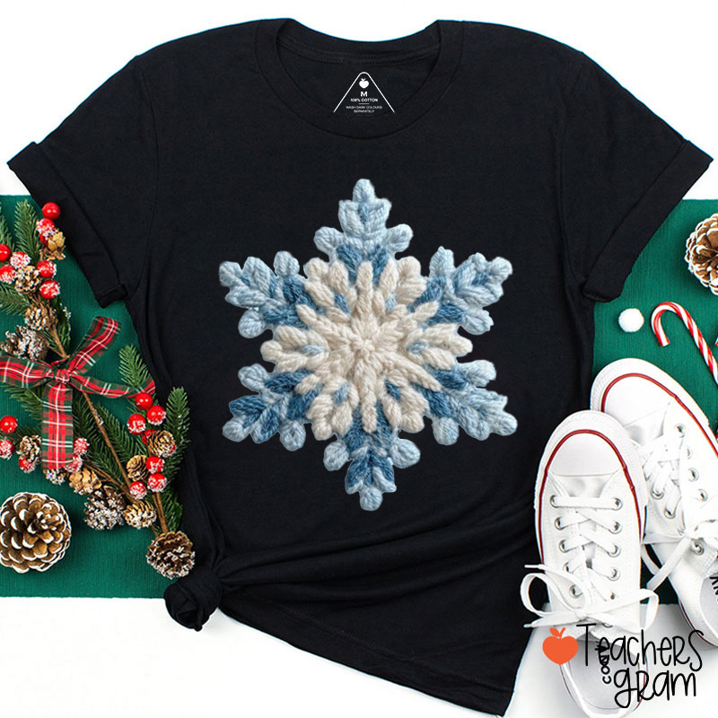 Faux Knitted Snowflake Teacher T-Shirt