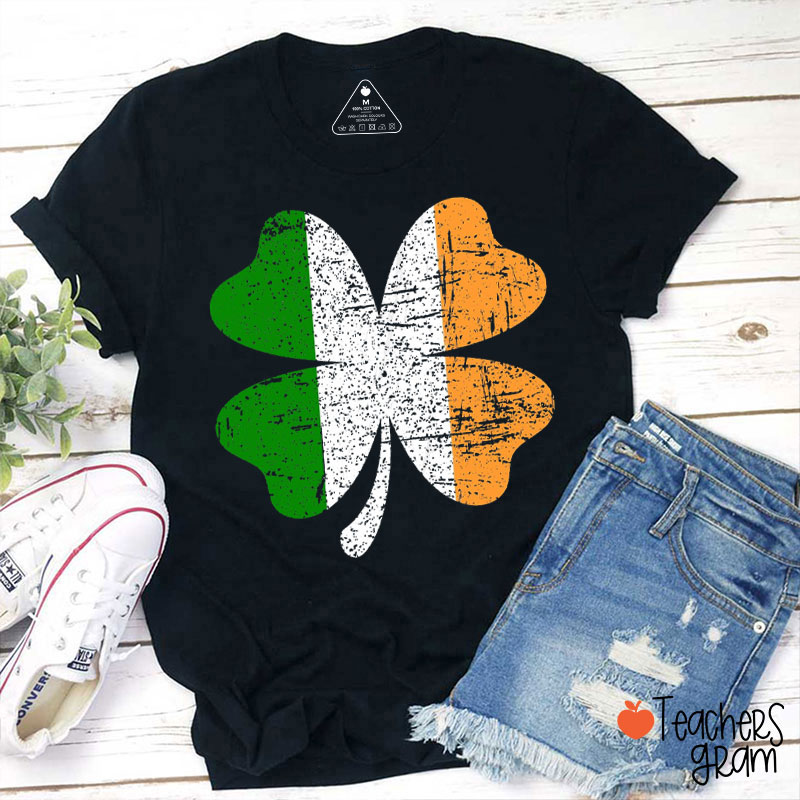 Irish Flag Shamrock Teacher T-Shirt