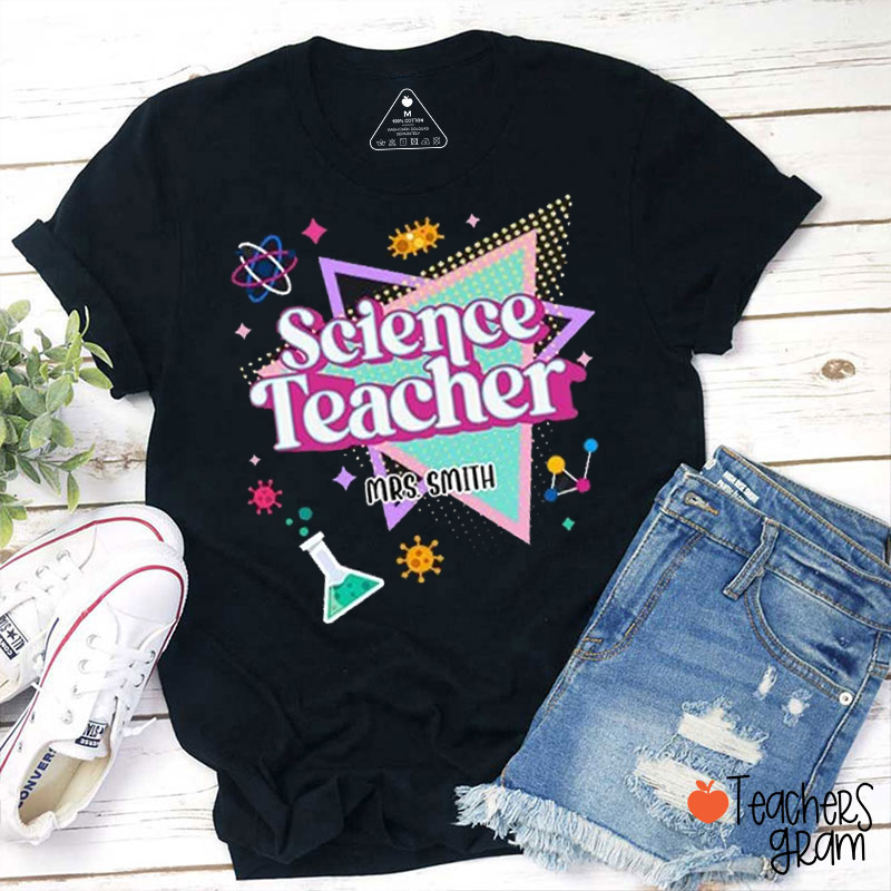 Personalized Name Subject Star School Supply Teacher T-Shirt
