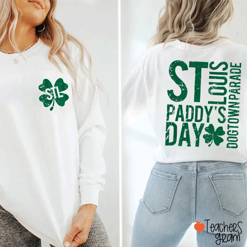 St Louis Paddy's Day Dogtown Parade Teacher Two Sided Long Sleeve