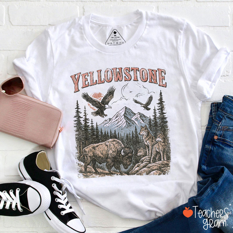 Retro Yellowstone National Park Teacher T-Shirt