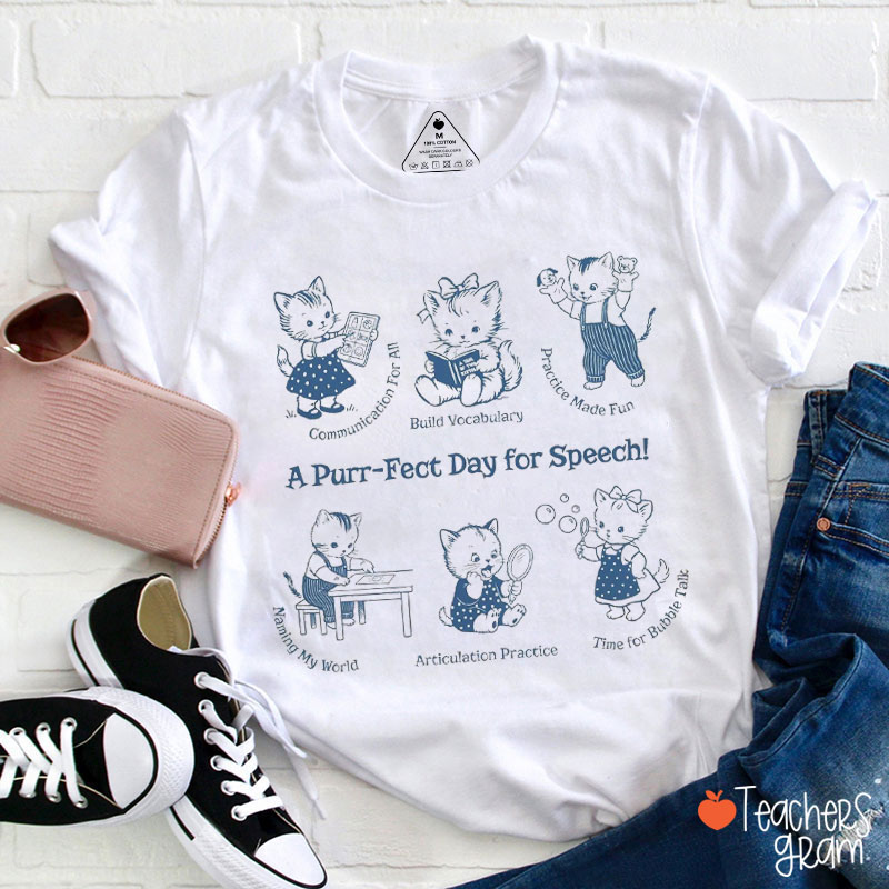 A Purr-Fect Day For Speech Teacher T-Shirt
