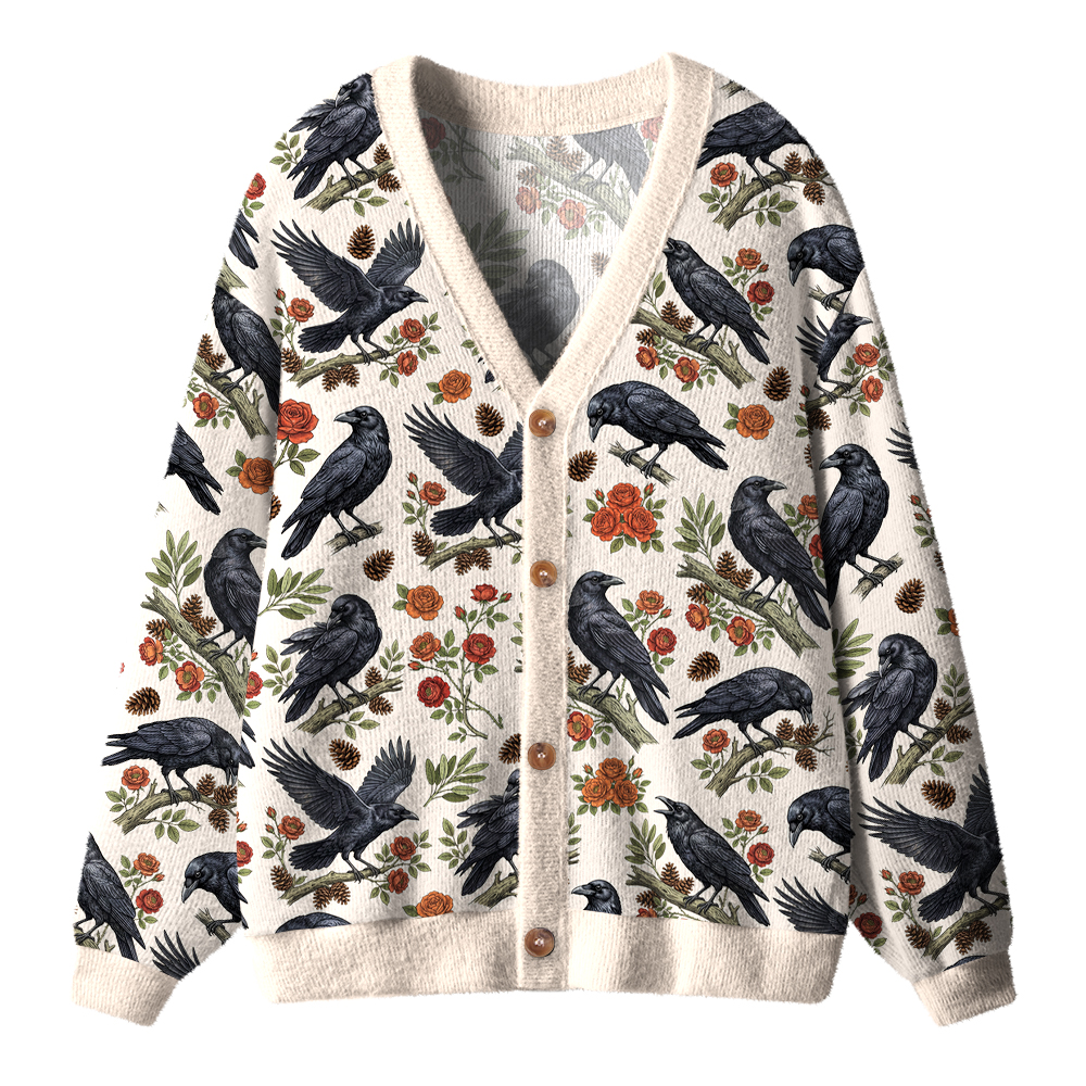 Crows And Wild Roses Teacher Ugly Cardigan Sweaters