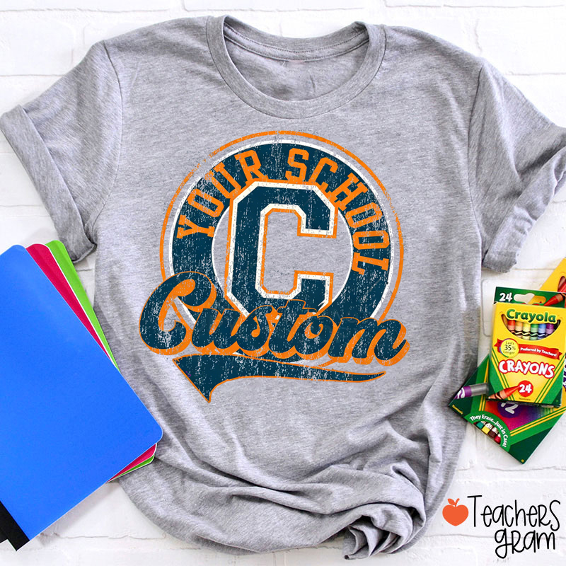 Personalized Mascot And School Name Circle Teacher T-Shirt