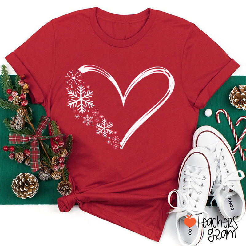 Loving Winter Snowflakes Heart Teacher T-Shirt