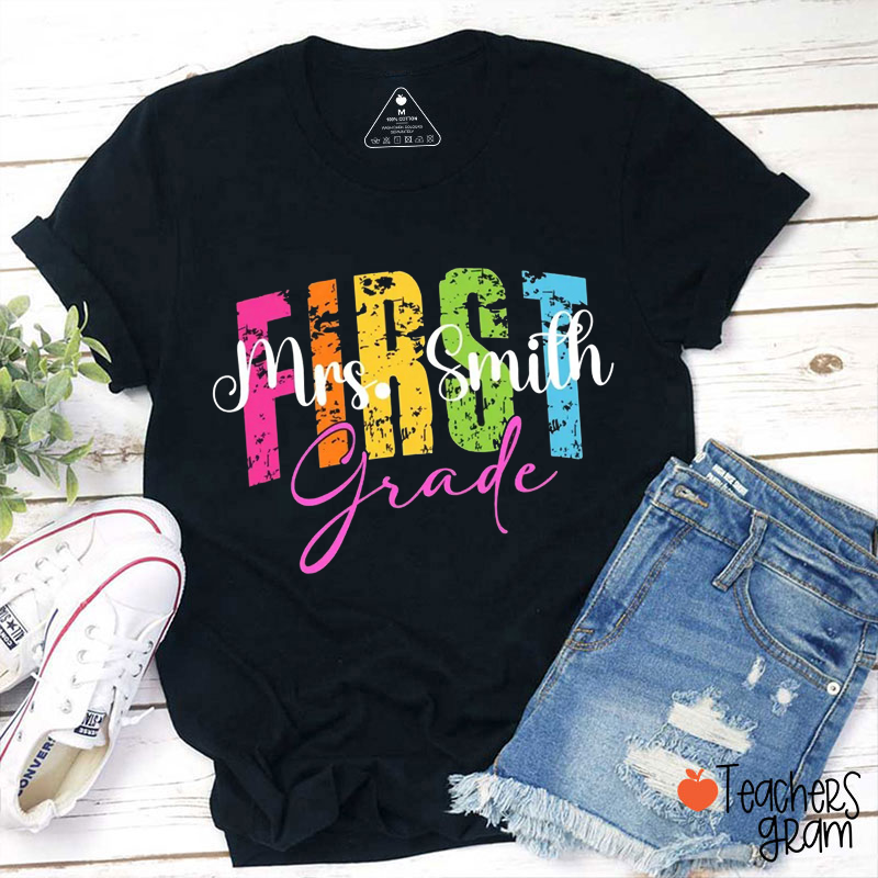 Personalized Grade Name Color Teacher T-Shirt