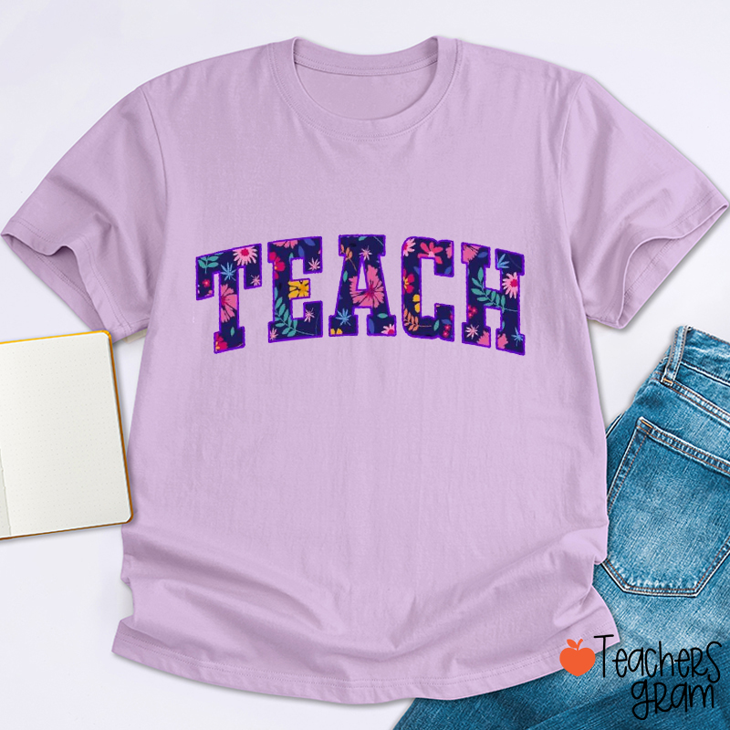 Personalized Floral Letter Teacher T-Shirt