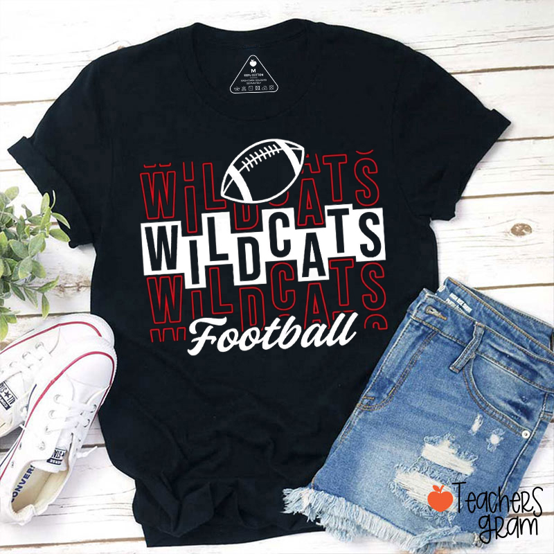 Personalized Mascot Stacked Text Graphic Teacher T‑Shirt