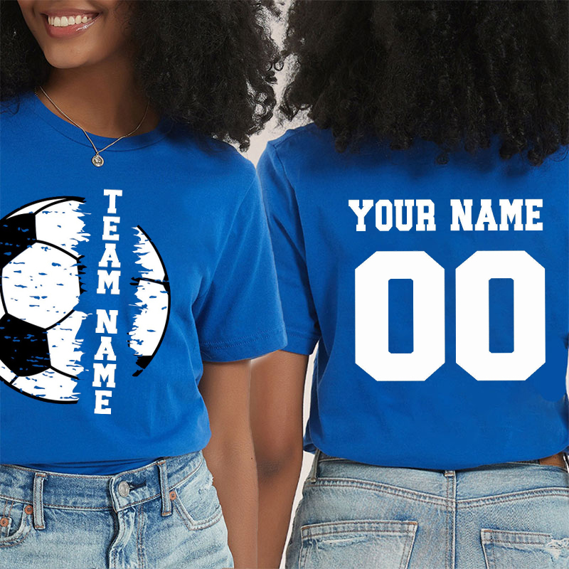 Personalized Your Name Football Team Teacher Two Sided T-Shirt