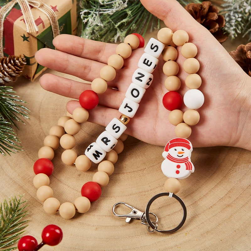 Personalized Little Snowman Wearing Scarf Teacher Lanyard