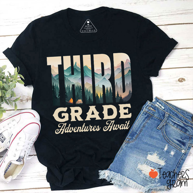 Personalized Grade Adventures Await Teacher T-Shirt