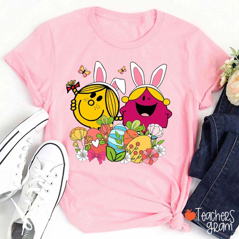 Little Miss With Rabbit Era Teacher Tee