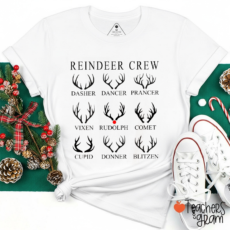 Reindeer Crew Red Nose Teacher T-shirt