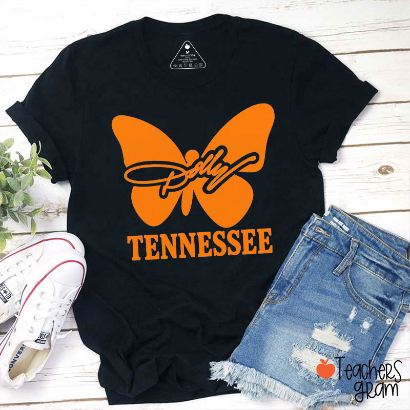 Tennessee Orange Butterfly Signature Retro Teacher T-Shirt