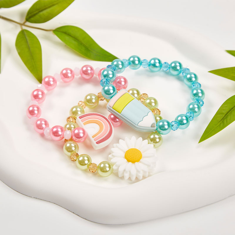 Fresh Colorful Bead Elastic Teacher Bracelets