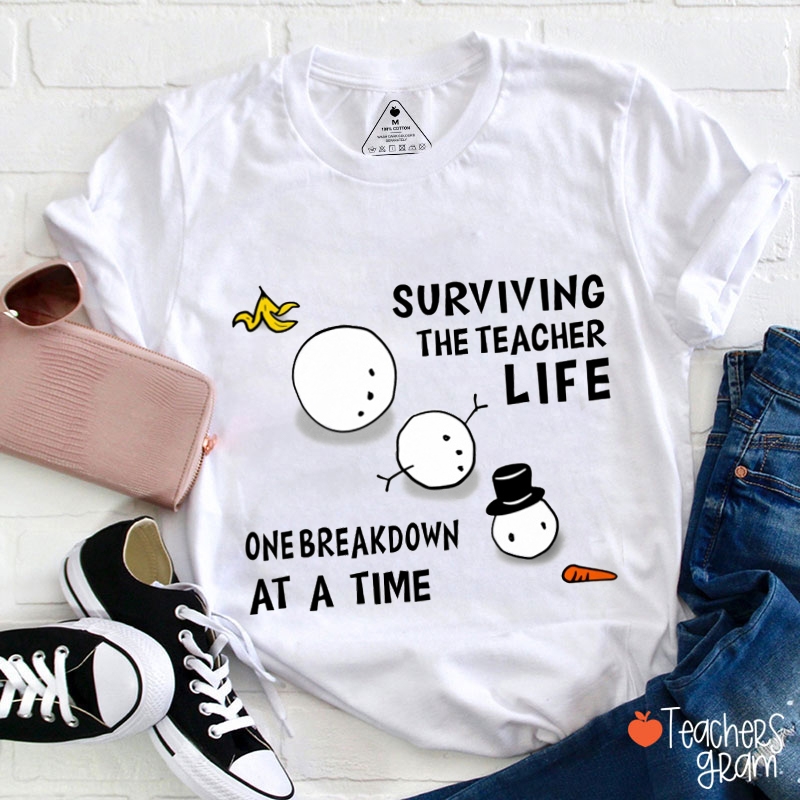 Surviving The Teacher Life One Breakdown At A Time Teacher T-Shirt