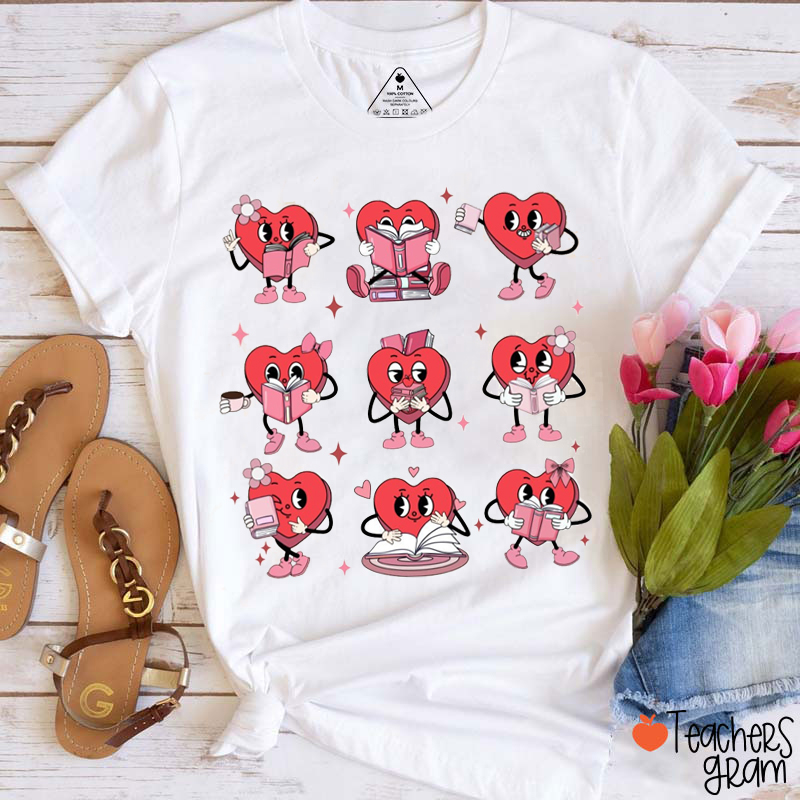 Read Heart Valentine's Day Teacher T-Shirt