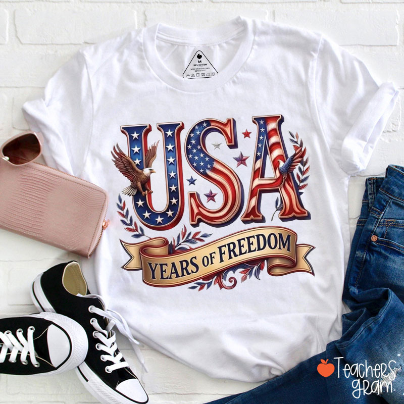 USA 250 Years Of Freedom Teacher T-Shirt