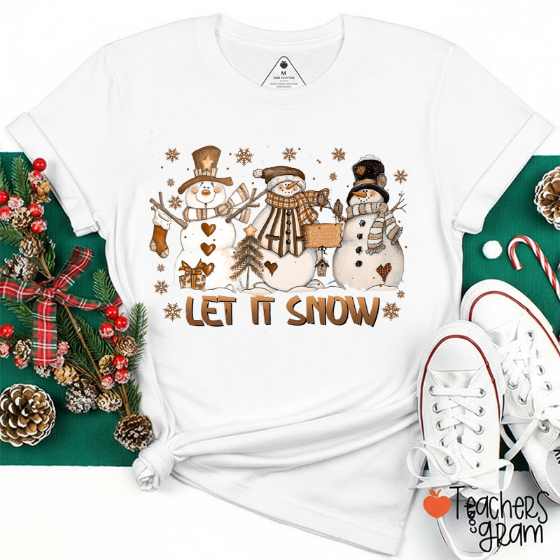Let It Snow Cute Snowman Teacher T-Shirt