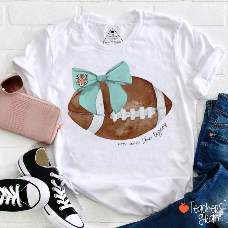 Personalized Name Mascot Coquette Bow Teacher T-Shirt