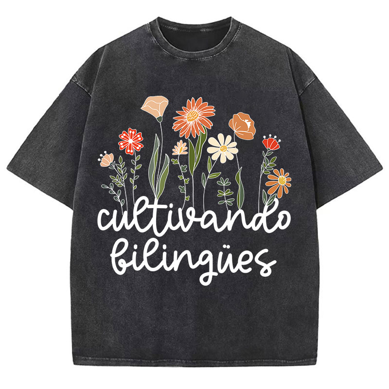 Cultivando Bilingues Spanish Teacher Washed T-Shirt