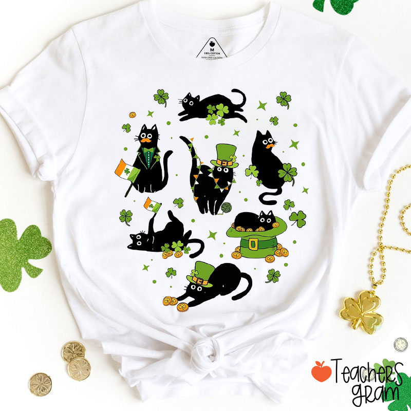 St Patrick's Cats Celebrating Teacher T-Shirt