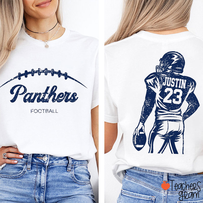 Personalized Football Team Game Day Teacher Two Sided T-Shirt