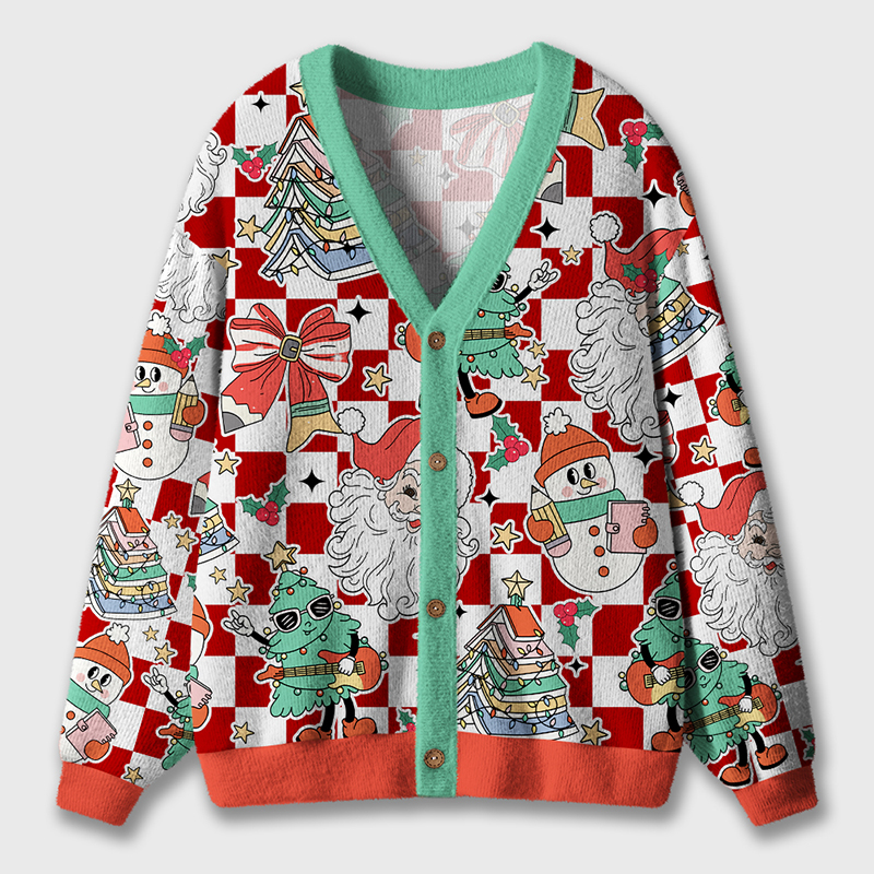 Santa Chrismtas Tree Teacher Ugly Cardigan Sweaters