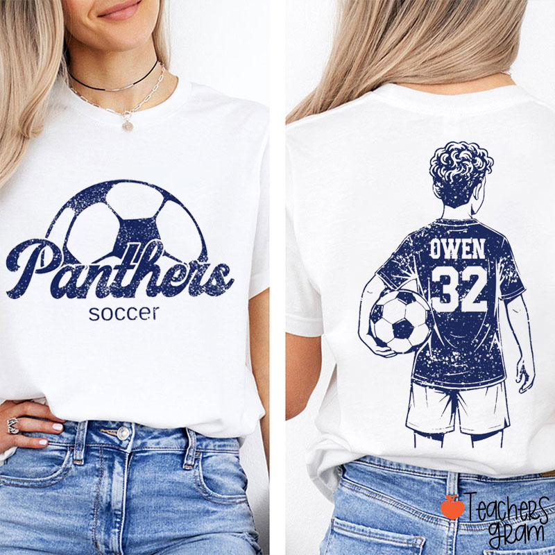 Personalized Soccer Team Game Day Teacher Two Sided T-Shirt