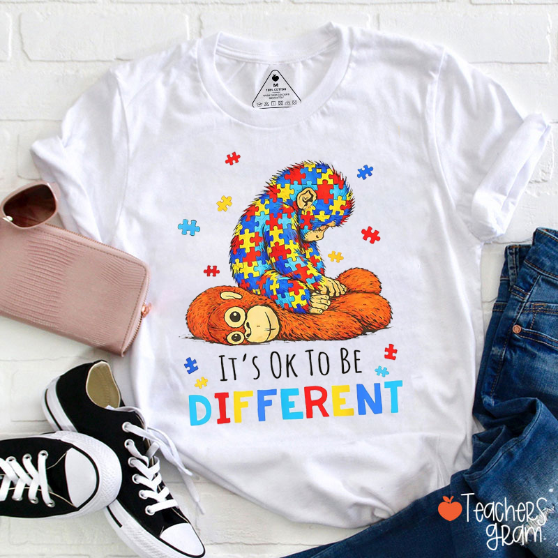 It's Ok To Be Different Punch Monkey Teacher T-Shirt