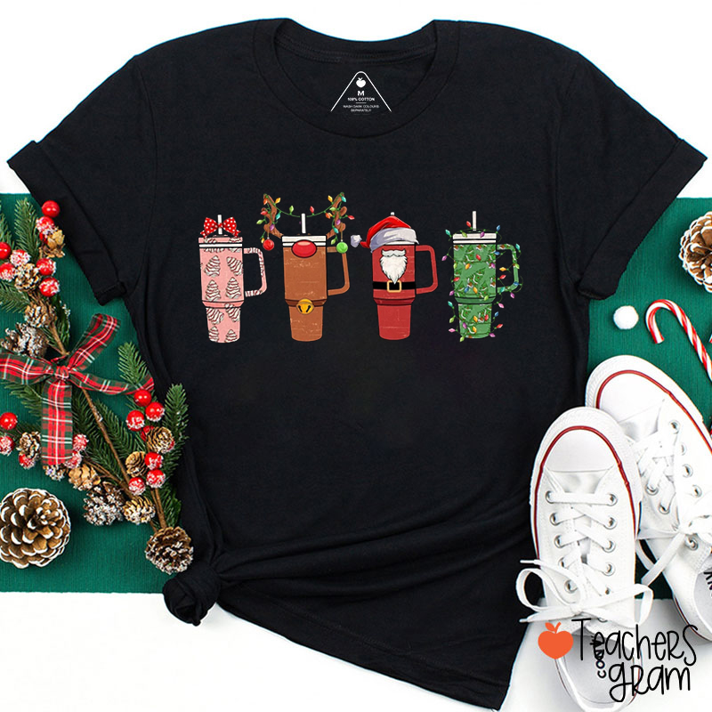 Christmas Thermos Coffee Teacher T-Shirt