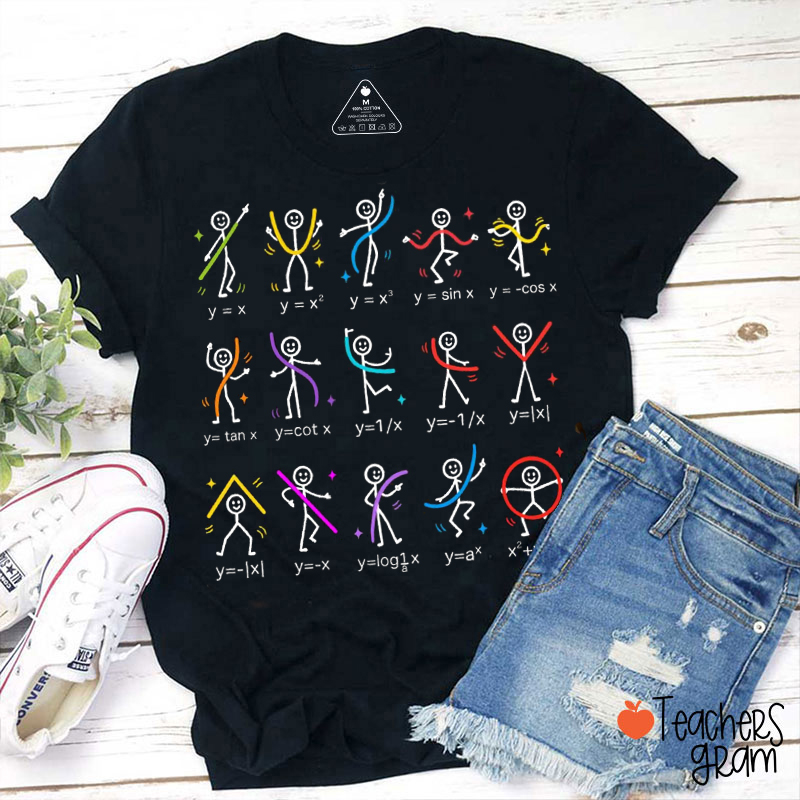 Dancing Stick Figure Math Functions Math Teacher T‑Shirt