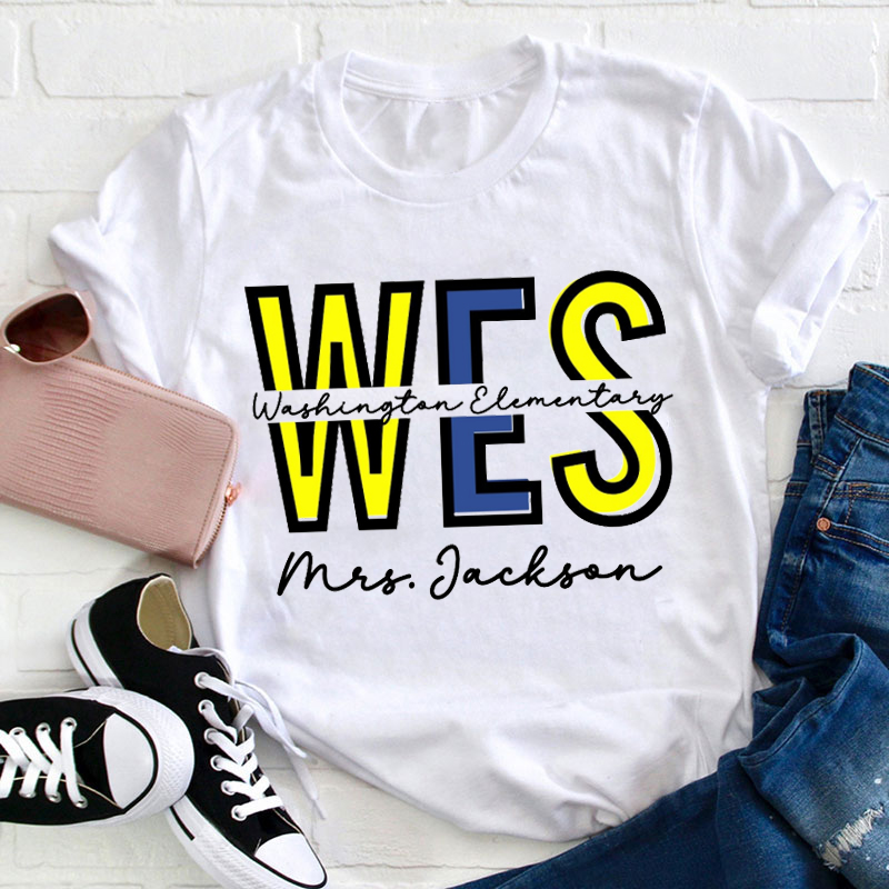 Personalized School Name Abbreviation School Color Teacher T-Shirt