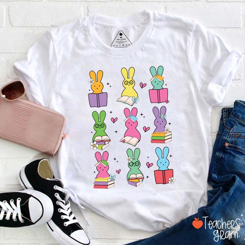 The Reading Easter Bunny Teacher T-Shirt