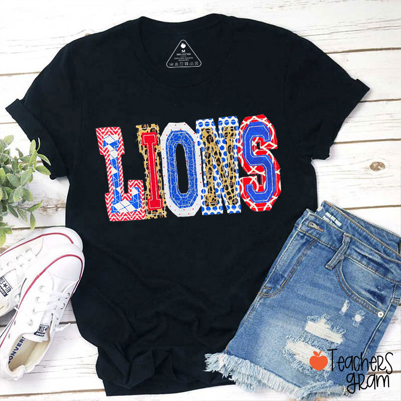 Personalized Mascot Mixed Print Letter Teacher T-Shirt
