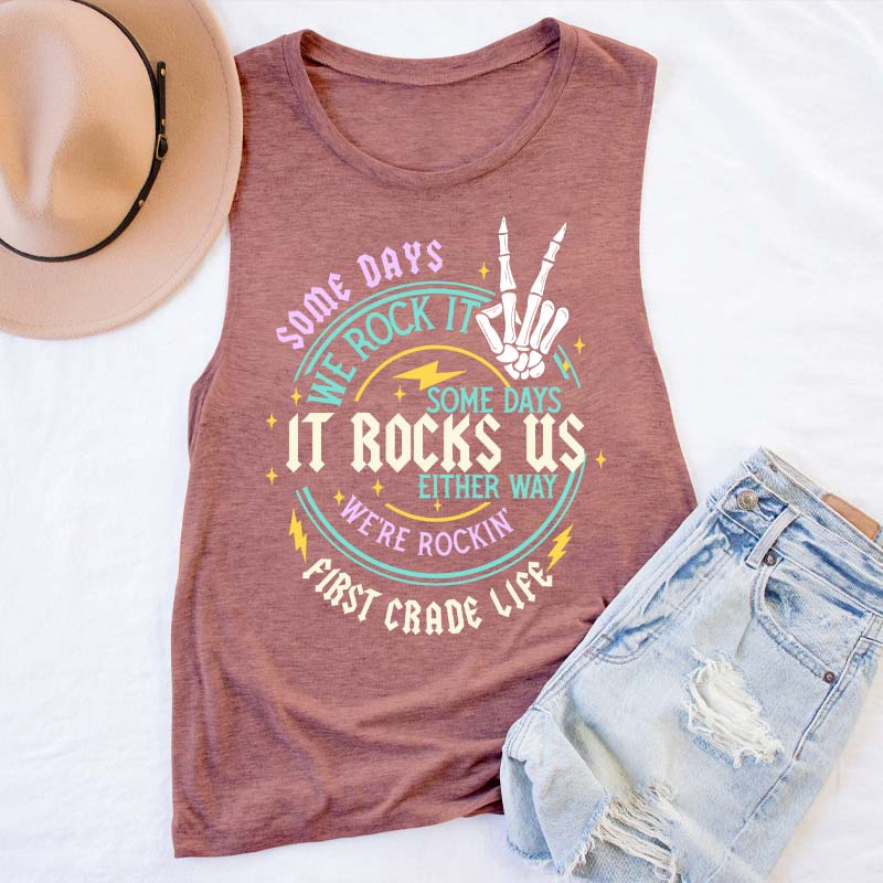 Personalized Grade Rock This School Teacher Tank Top