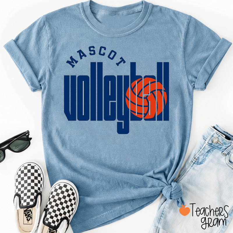 Personalized Mascot Volleyball Retro Game Day Teacher T-Shirt