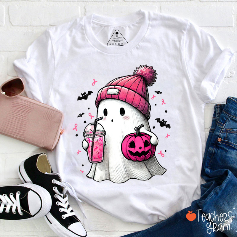 Ghost Breast Cancer Teacher T-Shirt