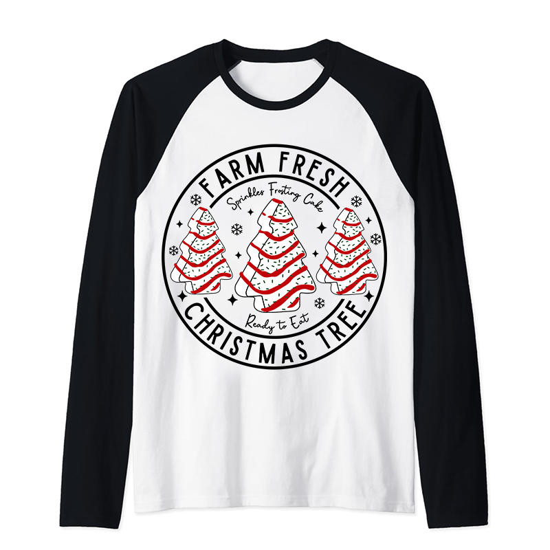 Farm Fresh Christmas Tree Teacher Raglan Long Sleeve T-Shirt